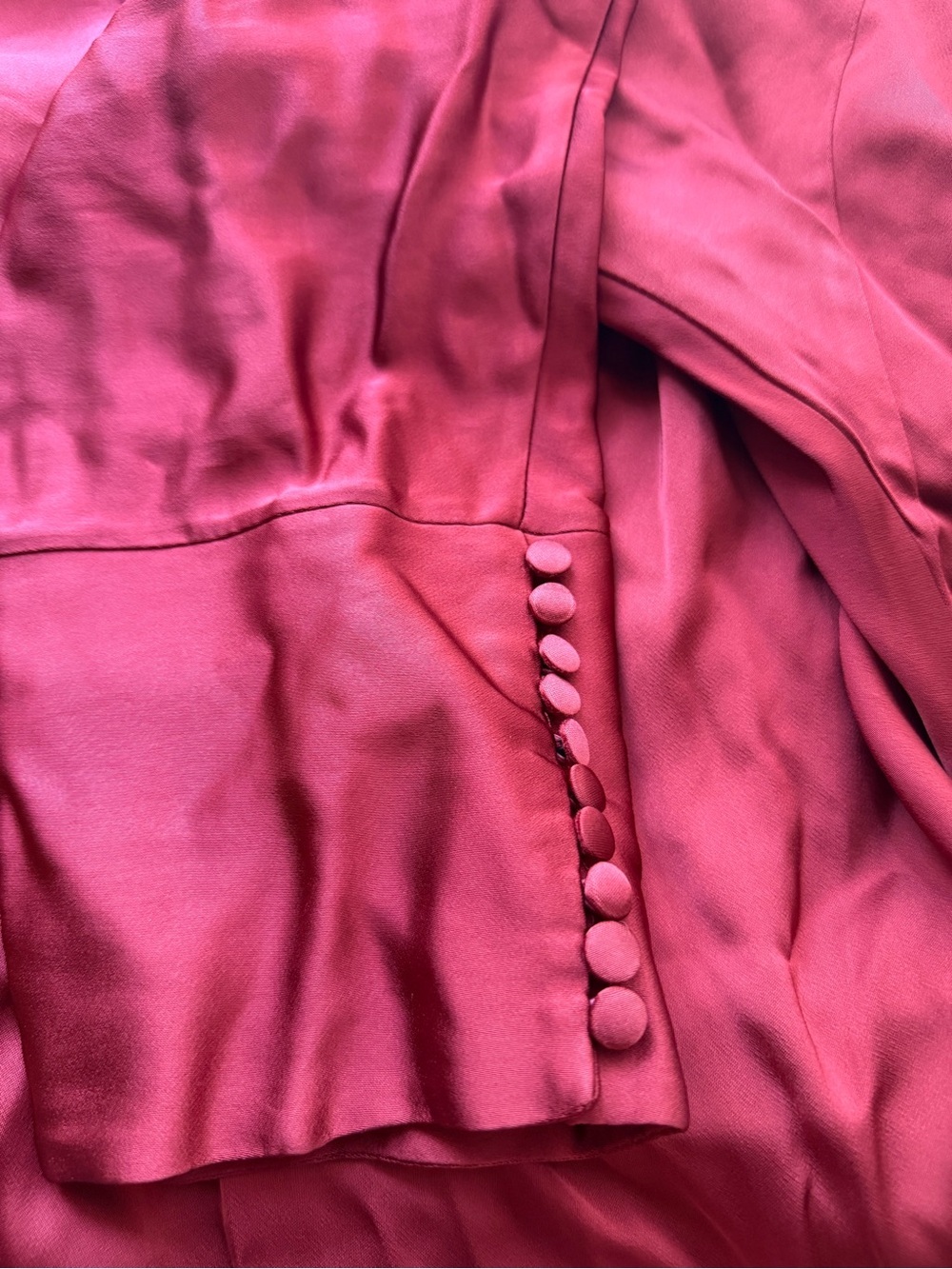 Zara Deep Burgundy Satin Tie-Waist Midi Dress Size M - Picture 7 of 11